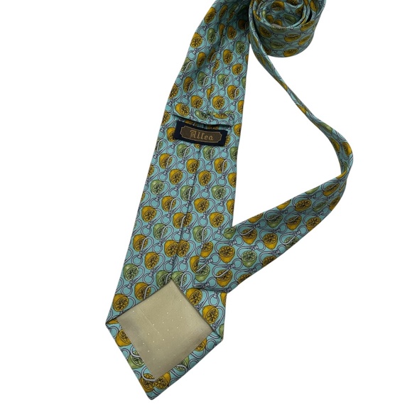 ALTEA Blue/Yellow/Green Lemon Silk LUXURY Tie ITALY - Picture 2 of 4